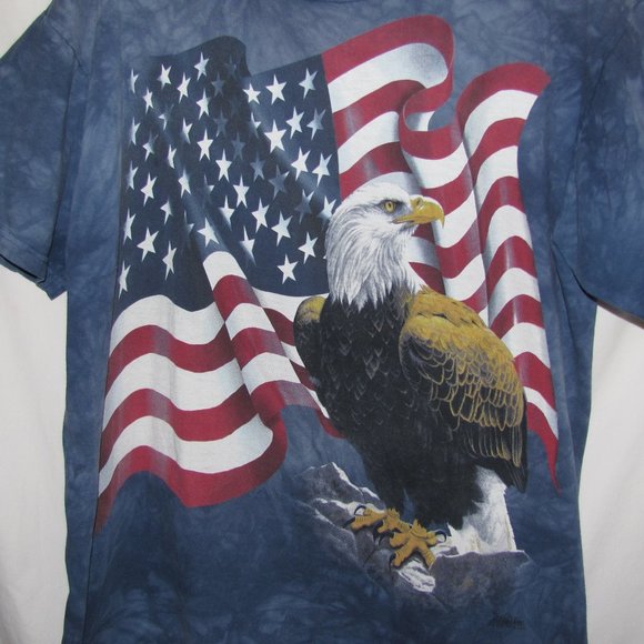 Mens' The Mountain American Flag Bald Eagle Tie Dye Graphic Tee T-Shirt w/ Flaws - Picture 3 of 8